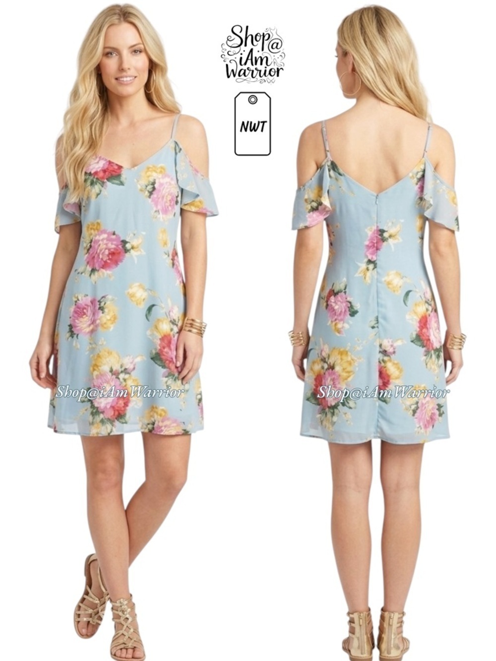 RDB floral NWT cold shoulder flutter sleeve dress *shop@iamwarrior